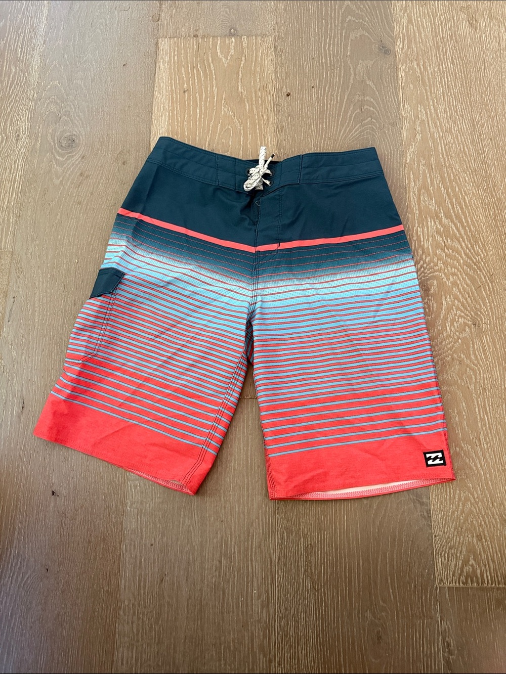 Billabong Red and Teal Striped Boardshorts